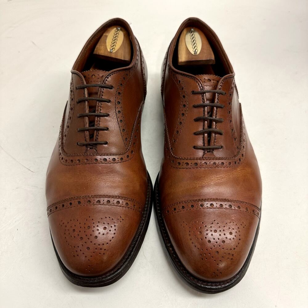 NEW HEELS Alden 911 Medallion Perf Tip Bal Oxford (Burnished Tan Calf) 7.5 E
